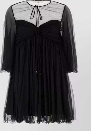Chlo&eacute; georgette mini dress gathered bust ruffles