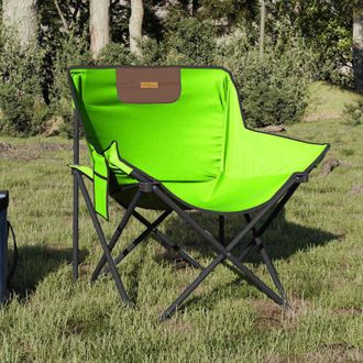 vidaXL Camping Chairs with Pocket Foldable 2 pcs Green vidaXL