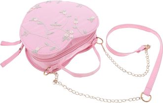 Supvox Heart Shape Crossbody Purse for Women, Korean Style Small Pink Lace Shoulder Bag, Mini Heart Shaped Handbag for Teens Casual Outings