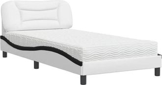 vidaXL Vidaxl - Letto con Materasso Bianco e Nero 100x200 cm in Similpelle