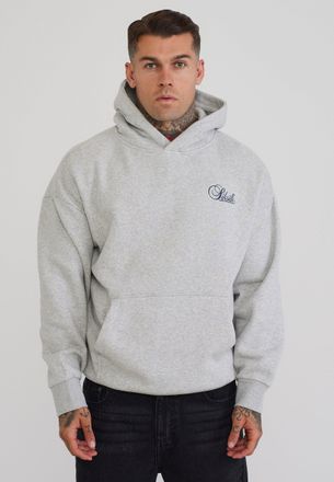 Siksilk Hombres Gris Marmolado Essentials Sudadera con Capucha XXL