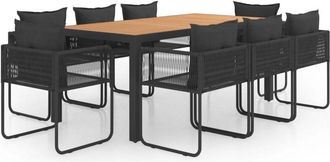 vidaXL Set De Comedor De Jard&iacute;n 9 Piezas Pvc Rat&aacute;n Negro Y Marr&oacute;n Vidaxl