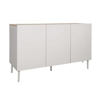 Sweeek Aparador de metal y decoraci&oacute;n de madera 3 puertas 120cm, beige