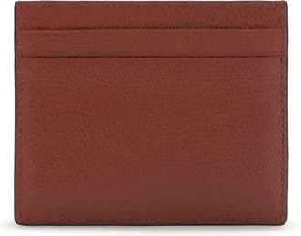 Valentino Garavani Mens Vlogo Signature Card Holder Blood Red Calf Leather Bos Taurus Wallet