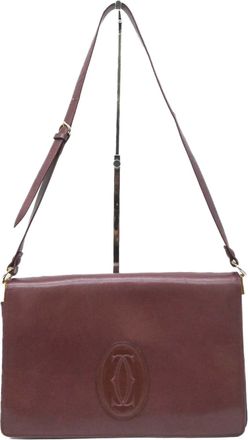 Cartier Must Bordeaux Red Color Leather Handbag Shoulder Bag (Pre-Owned)