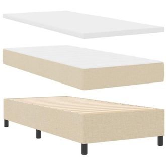 vidaXL Cama Tipo Box Spring Con Tiras Led Crema 90 X 190 Cm Tela Vidaxl