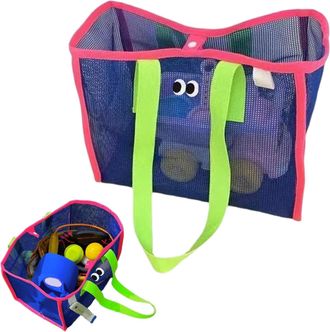Generic Beach Tote Bag, Large Mesh Carry Bag, Spacious Beach Organizer for Women, Big Eyes Design Fun Accessories Bags, Family Travel Play Bags for Shells, To