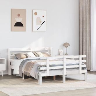 vidaXL Vidaxl - Estructura De Cama Con Cabecero Madera Pino Blanco 135x190 Cm