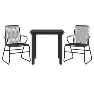 Berkfield Home Beautiful 3 Piece Garden Dining Set Black PVC Rattan