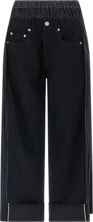 Junya Watanabe Womens Cotton Pleated Fabric Inserts Jeans In Black