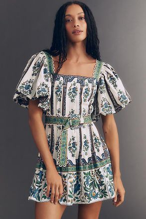 Farm Rio Manoela Puff-Sleeve Mini Dress