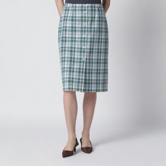 Prada Gonna a tubino color ottanio con motivo check