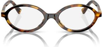 Miu Miu 50mm Oval Sunglasses in Honey Havana/Clear Blue Light at Nordstrom