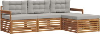vidaXL Conjunto De Sof&aacute;s De Exterior 4 Uds. Natural Y Gris Claro Vidaxl