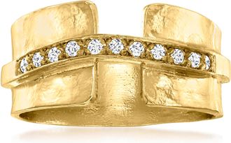 Ross-Simons Diamond Hammered Ring in 18kt Gold Over Sterling