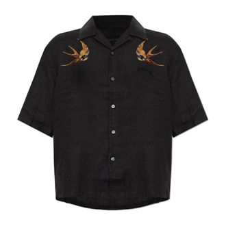 AllSaints Avia Shirt - Heren - Korte mouwen Overhemden - Zwart - XS - Linnen - Overhemden
