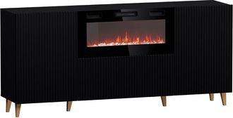 Mirjan24 Mobilier1 - Aparador Levmari 104, Negro + Dorado, 83x181cm, N&uacute;mero De Puertas: 042cm, Mdf, Aglomerado Laminado, Led