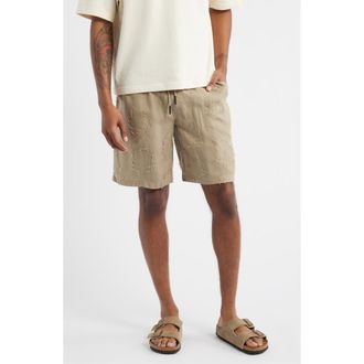OAS Palmoza Nicola Jacquard Fil Coup&eacute; Drawstring Shorts in Light Brown at Nordstrom, Size Xx-Large