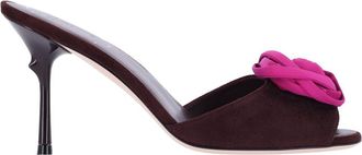 Roger Vivier Brown Rose Vivier Satin Mules