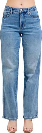 Judy Blue Mid Rise Tummy Control Straight Jeans In Vintage Wash