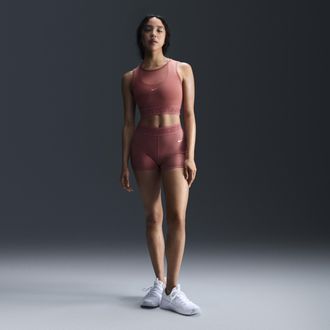 Nike Womens Nike Pro Mid-Rise 3 Mesh-Paneled Shorts in Pink | FN3336-634