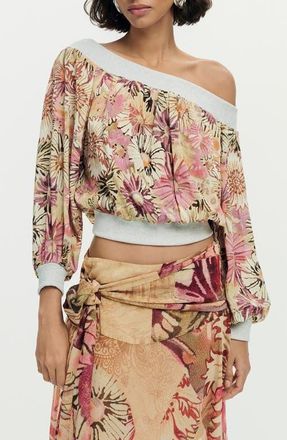 Desigual Print Off the Shoulder Top in Pink at Nordstrom, Size X-Small