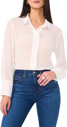 Vince Camuto Bead Detail Button-Up Shirt in New Ivory at Nordstrom, Size X-Large
