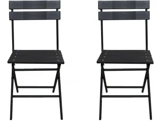 Habitat et Jardin Habitat Et Jardin - Juego De 2 Sillas De Jard&iacute;n Plegables De Pl&aacute;stico tenerife - Gris Antracita