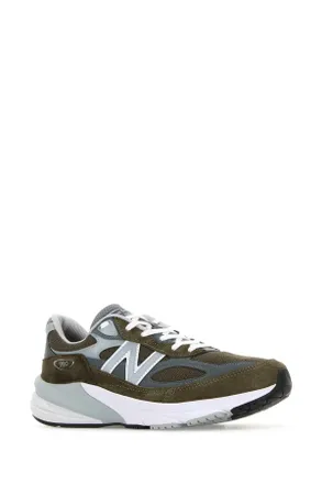 New Balance Mesh and Suede Sneaker - Olive