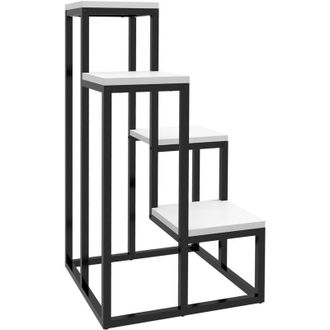 OUTSUNNY Scaffale Portapiante a 4 Livelli Acciaio e Legno 34x34x70cm Bianco Nero