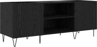 vidaXL Record Cabinet with Shelf with Door Black Oak 121 x 38 x 48 cm vidaXL