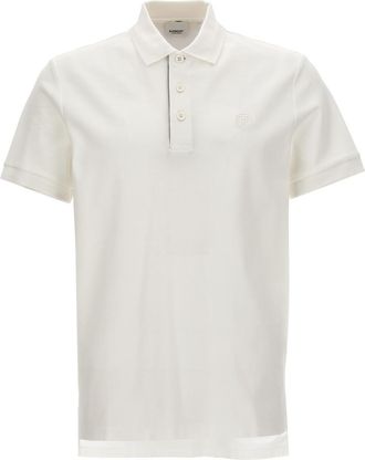Burberry White Embroidered Logo Polo