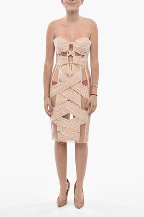 Dsquared2 Fitted Strapless Silk-and-Tulle Dress with Sweetheart Neckline Dsquared2