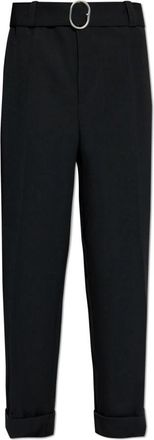 Jil Sander Broek met Riem - Heren - Straight fit broeken - Zwart - S - Wol - Broeken