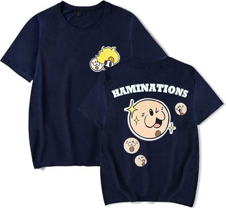 Generic Haminations Varsity Mode Print T-Shirt Men Women O-Neck Fashionable Short Sleeve (Navy,XXS)