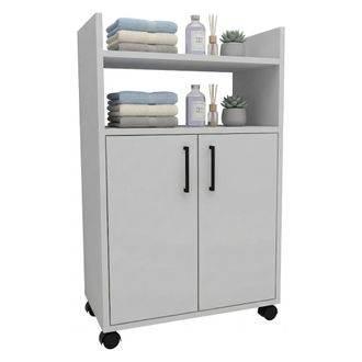 Dmora Armario Multiuso 2 Puertas Marzi, 4 Estantes, 2 Puertas, 3 Huecos, 60x97h Cm Blanco