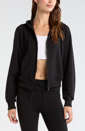 Zella Weekend French Terry Full Zip Hoodie in Black at Nordstrom, Size X-Large