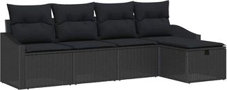 vidaXL Conjunto De Sof&aacute; De Jard&iacute;n Manual 5 Pcs Negro 233 X 117 X 85 Cm Vidaxl