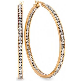 Steeltime 18k Gold Plated Cubic Zirconia Oval Hoop Earrings at Nordstrom Rack