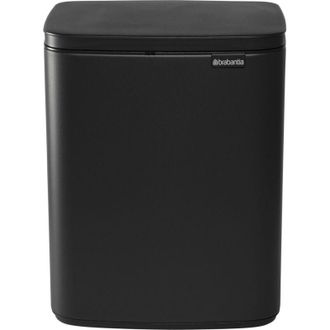 Brabantia Cubo De Basura Bo 12l Rectangular, Compacto, Tapa Cierre Suave, Cubo Interior Extra&iacute;ble Dise&ntilde;o Para Montaje En Pared O Independiente Para Ba&ntilde;o, Cocina