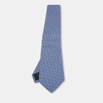S.T. Dupont S. t. Dupont Blue Patterned Silk Tie
