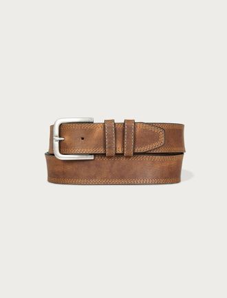 Lucky Brand Triple Needle Stitch Leather Belt