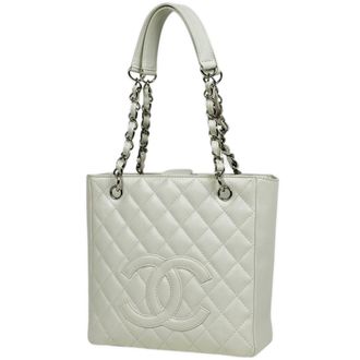 Chanel White Grained Calfskin Tote Bag (Pre-Owned)