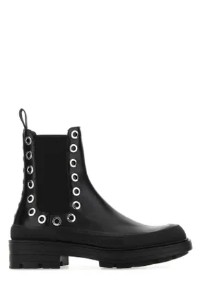 Alexander McQueen Alexander Mcqueen Black Leather Boxcar Ankle Boots