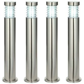 Loops 4 PACK Outdoor IP44 Bollard Light Marine Grade Steel Lamp Post Garden Driveway in Metallics