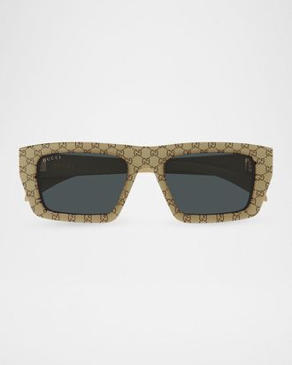 Gucci Men & apos;s GG2020S-004 Logo Acetate Rectangle Sunglasses