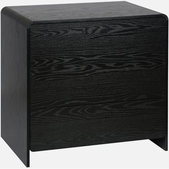 Sweeek Sweeek - Arcón redondeados efecto madera de 3 cajones, Milo, Negro, 80x50x75 cm