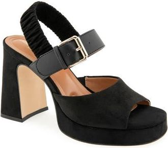 Christian Siriano Finzee Block Heel Platform Sandal in Black at Nordstrom, Size 9.5
