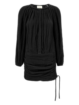 Isabel Marant Jaoni pleated long-sleeve dress - Black