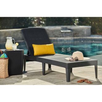 Dmora Tumbona Marsicana, Tumbona De Jard&iacute;n, Cama Plegable Al Aire Libre, Silla Reclinable, 188x58 H29 Cm, Antracita - Dmora